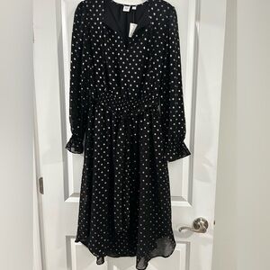 NWT Gap Shimmer Polka Dot Midi dress, sz S